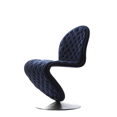 Verpan System 1-2-3 Dining Chair Deluxe SH: 47 cm - Tonus Blue/Aluminium