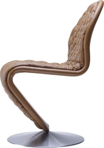 Verpan System 1-2-3 Dining Chair Deluxe SH: 47 cm - Savanne 322 Leather/Aluminium