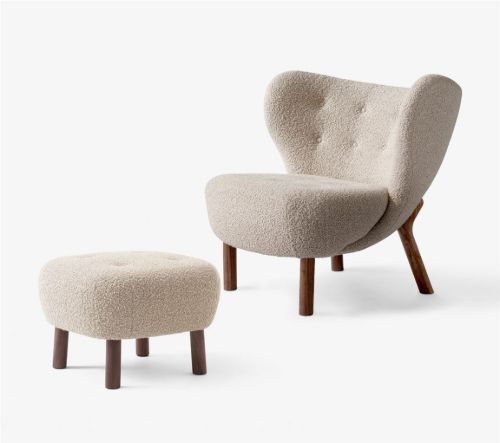 &Tradition Little Petra VB1 Loungechair & ATD1 Pouf - Oiled Walnut/Karakorum 003