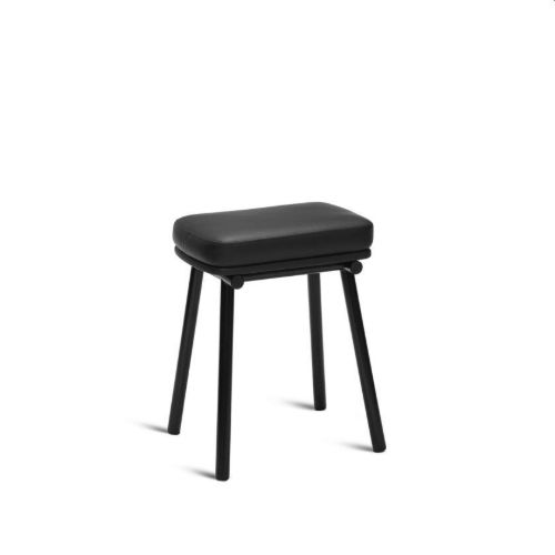 Please Wait to be Seated Tubby Tube Stool Upholstery H: 50 cm - Black/Savanne Leather