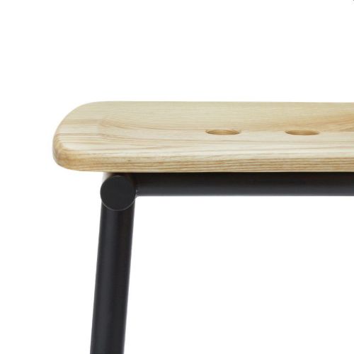 Please Wait to be Seated Tubby Tube Bar Stool H: 73 cm - Nature/Black