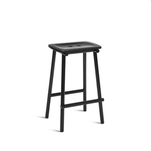Please Wait to be Seated Tubby Tube Counter Stool H: 63 cm - Black/Black