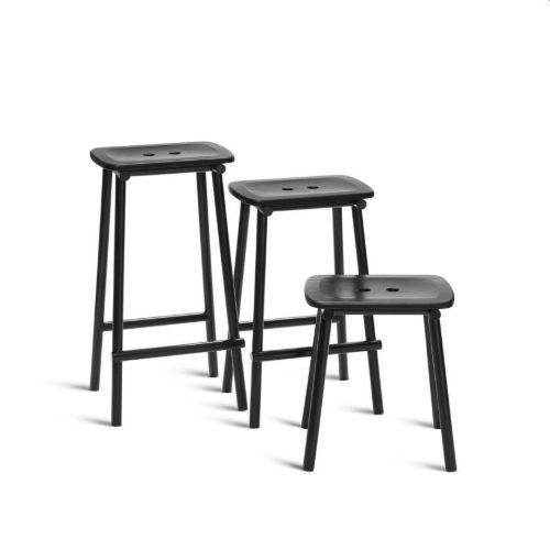 Please Wait to be Seated Tubby Tube Counter Stool H: 63 cm - Black/Black