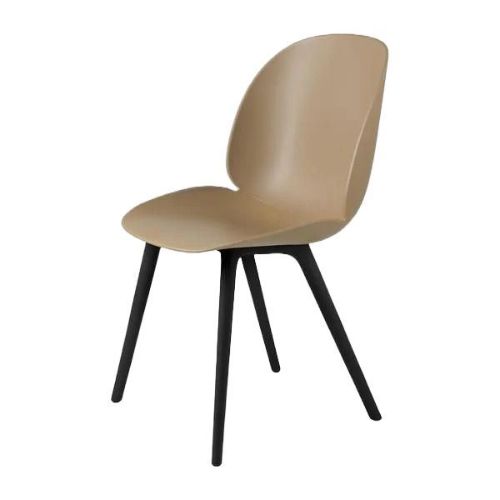 GUBI Beetle Dining Chair Plastic Chair SH: 45 cm - Pebble Brown / Black
