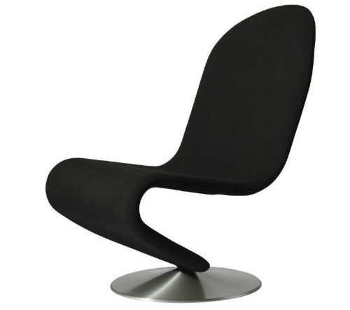 Verpan System 1-2-3 Lounge Chair Standard SH: 38 cm - Sørensen Hero Black Leather/Aluminium
