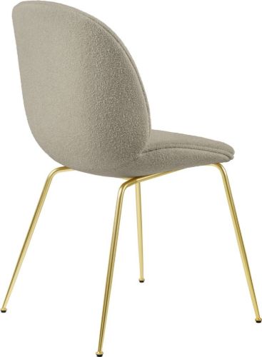 GUBI Beetle Dining Chair Fully Upholstered Light Bouclé SH: 45 - Brass/008