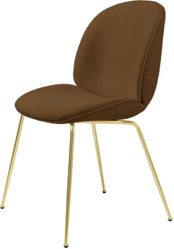 GUBI Beetle Dining Chair Fully Upholstered Light Bouclé SH: 45 - Brass/006