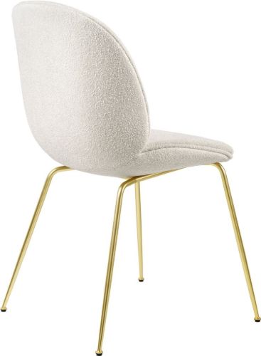 GUBI Beetle Dining Chair Fully Upholstered Light Bouclé SH: 45 - Brass/001