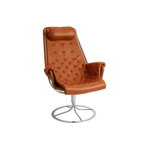 DUX Jetson Lænestol SH: 40cm - Cognac Læder/Sølv