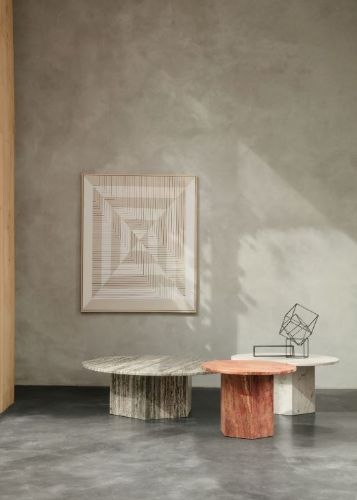 GUBI Epic Coffee Table Ø: 80 cm - Red Travertine