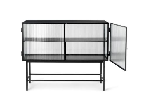 Ferm Living Haze Sideboard 110x90cm - Reeded Glass/Black
