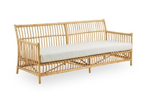 Sika-Design Caroline 3 Pers. Sofa L: 197 cm - Alurattan Natural/Hvid Hynde m. Quick Dry Foam