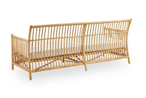 Sika-Design Caroline 3 Pers. Sofa L: 197 cm - Alurattan Natural/Hvid Hynde m. Quick Dry Foam