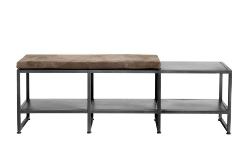 MUUBS Bænk Bronx L L: 135 cm - Jern/Ruskind