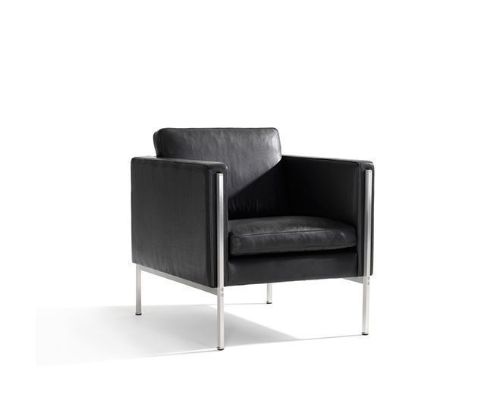 Skipper Capri Lænestol SH: 42cm Armlæn A - Eg/Sort Elegance (læder 2)