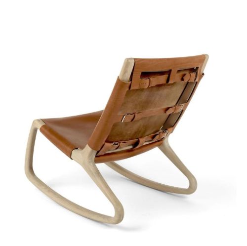 Mater Rocker Chair H: 78 cm - Whisky Læder/Matlakeret Eg