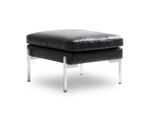 Skipper Capri Skammel 65x62cm - Sort Læder Elegance (læder 2)