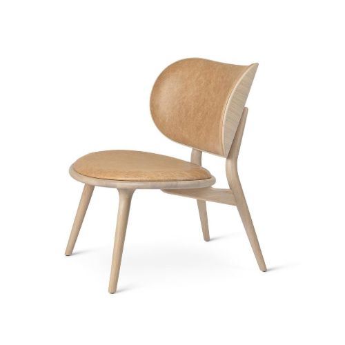 Mater The Lounge Chair SH: 40 cm - Natural Tanned Leather/Matt Lacquered Oak