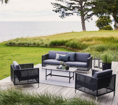 Cane-line Outdoor Connect 3 pers. Sofa inkl. Grå hynde L: 213 cm - Black/Anthracite