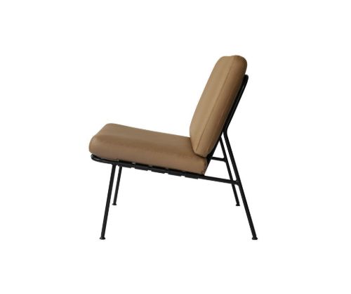 Dux Domus Steel Lænestol H: 71 cm - Sort stel / Brun læder