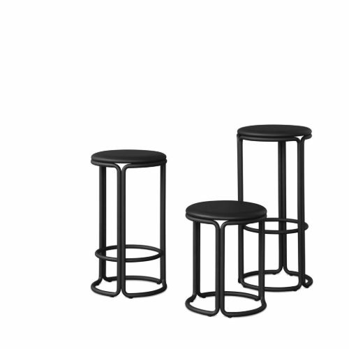 Please Wait to be Seated Hardie Stool H: 44 cm - Black  Leather / Black