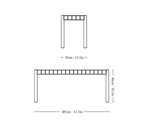 &Tradition TK4 Betty Bench Small B: 105cm - Black/Natural Linen