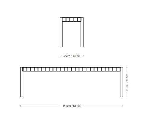 &Tradition TK5 Betty Bench Large B: 157cm - Black/Black Linen