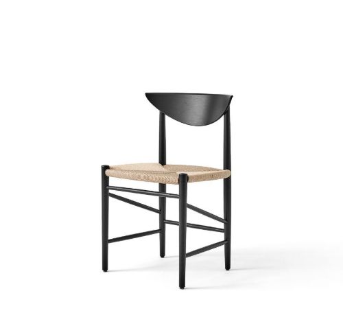 &Tradition HM3 Drawn Chair SH: 46cm - Natural Paper Cord/Black Oak