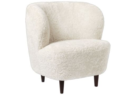 GUBI Stay Lounge Chair Fully Upholstered SH: 40 cm - Off White/Smoked Oak