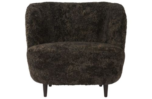 GUBI Stay Lounge Chair Fully Upholstered SH: 40 cm - Espresso/Smoked Oak