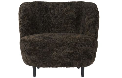 GUBI Stay Lounge Chair Fully Upholstered SH: 40 cm - Espresso/Black Stained Oak