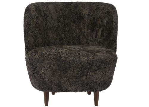 GUBI Stay Lounge Chair Fully Upholstered SH: 40 cm - Espresso/American Walnut
