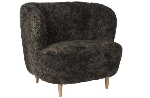 GUBI Stay Lounge Chair Fully Upholstered SH: 40 cm - Espresso/Oak
