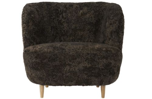 GUBI Stay Lounge Chair Fully Upholstered SH: 40 cm - Espresso/Oak