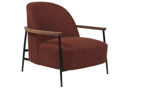GUBI Sejour Lounge Chair Fully Upholstered W Armrest SH: 35 cm - Walnut / Harp 007