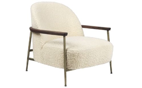 GUBI Sejour Lounge Chair Fully Upholstered W Armrest SH: 35 cm - Walnut / Agnello 001