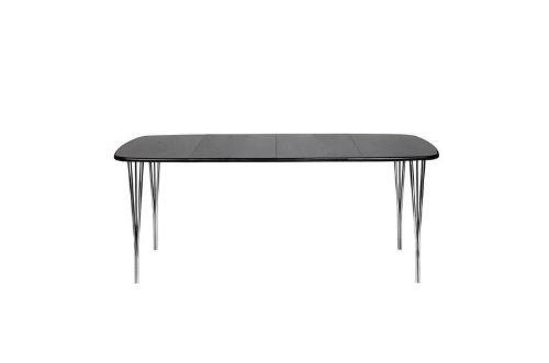 Haslev Symphony 86 Spisebord 90 x 90 cm - Sortbejdset & Lakeret Eg / Chrome