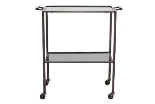 Nordal Tone Trolley on Wheels w/2 Shelves 78x41 cm - Black Glass