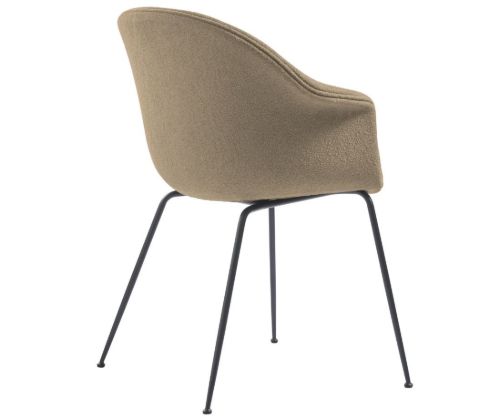GUBI Bat Dining Chair Fully Upholstered Conic Base SH: 48 cm - Black Matt/Light Bouclé 003
