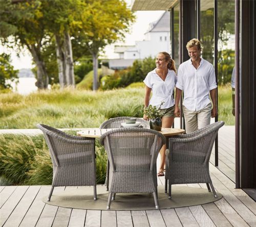 Cane-line Outdoor Lansing Havebord Ø: 120 cm - Taupe/Teak