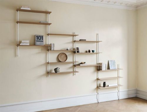 Moebe Wall Shelving Sets 65x316 cm - Oak/White
