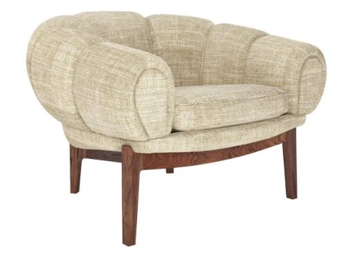 GUBI Croissant Lounge Chair SH: 46 cm - Walnut / Dedar Smila