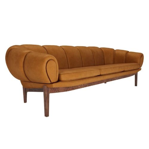 GUBI Croissant Sofa SH: 46 cm - Walnut / Chamois Cuoio