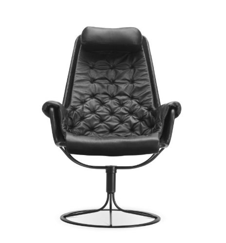 DUX Jetson Classic Lænestol SH: 40cm - Sort Læder/Sort Fod