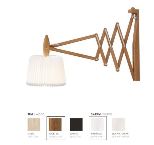 Le Klint 233 120 Saxlampe til væg H: 31 cm - Røget Eg/Standard
