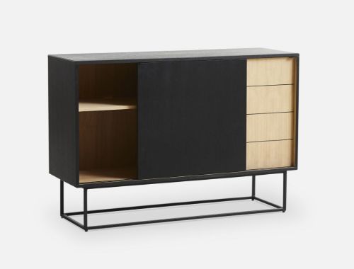 Woud Virka Sideboard High 82 x 120 cm - Sort Metal / Eg