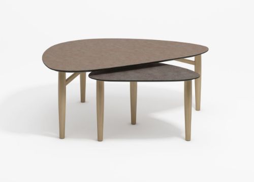 Thomsen Furniture Katrine Sofabord Trekant Stor 89x126x50 cm - Stenlook Gråbrun/Natur Eg