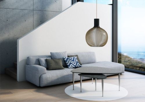 Thomsen Furniture Katrine Sofabord Trekant Stor 89x126x45 cm - Stenlook Granitgrå/Børstet Stål