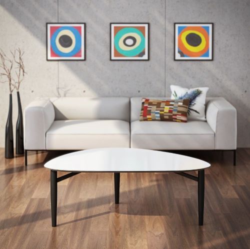 Thomsen Furniture Katrine Sofabord Trekant Stor 89x126x50 cm - Stenlook Mørkgrå/Sort Eg