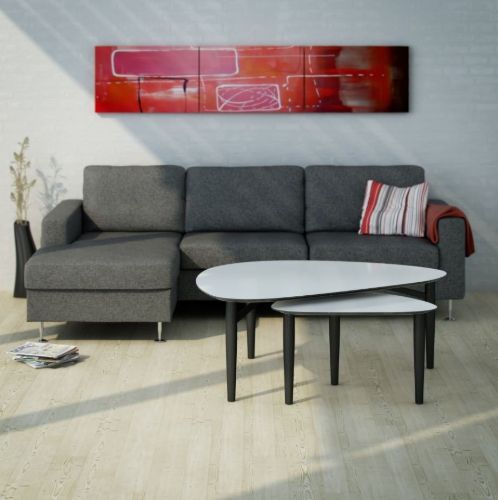 Thomsen Furniture Katrine Sofabord Trekant Lille 42x67x45 cm - Stenlook Mørkgrå/Sort Eg